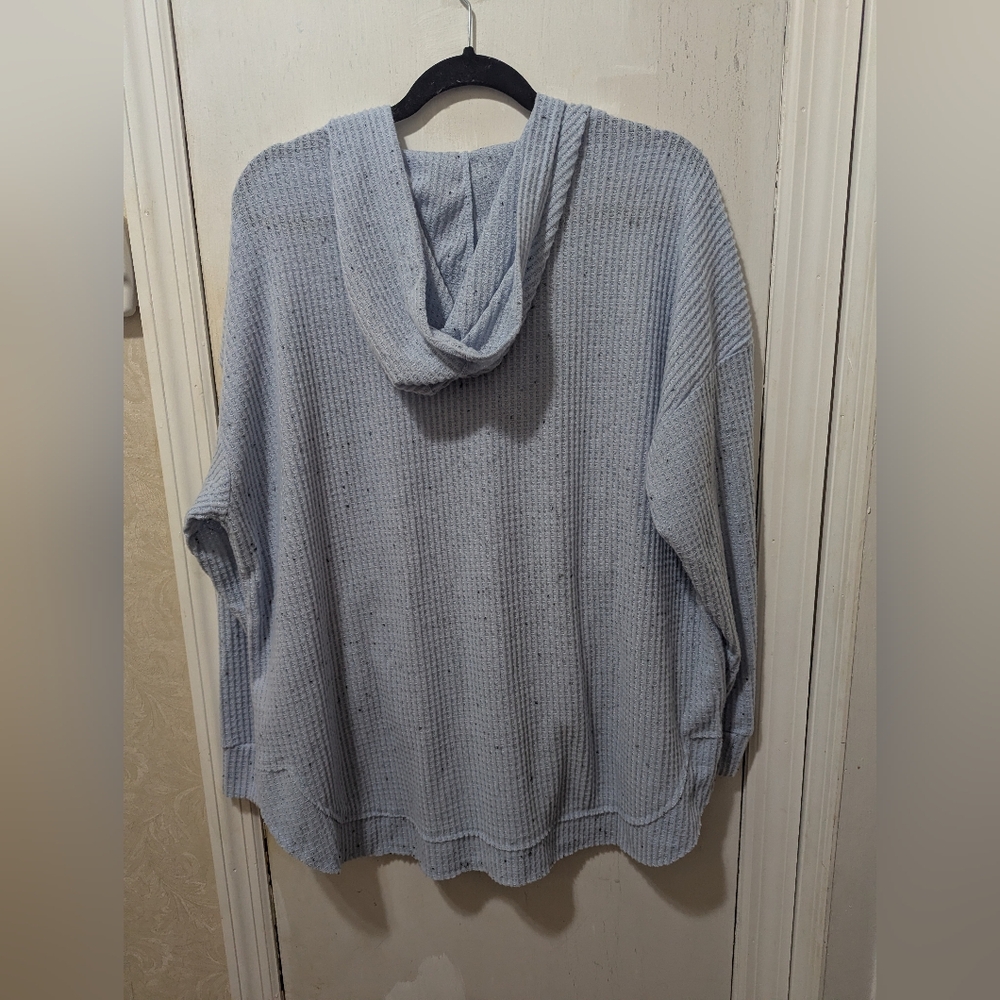 The Sweatshirt Project 2XL Thermal Light Blue Hooded Sweater with Button Detail - Picture 6 of 6